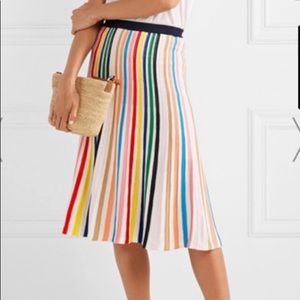 NWT J Crew Rainbow Stripe Pull-on Flare Skirt In Navy/Multi